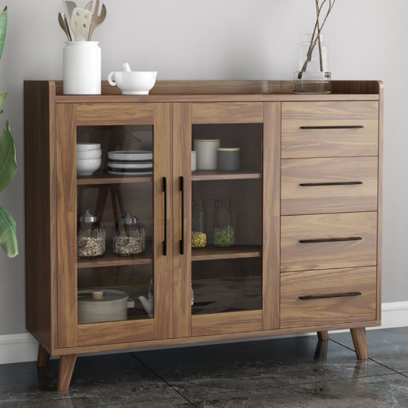 Modern Sideboard in Brown Engineered Wood Dining Sideboard with Doors for Living Room