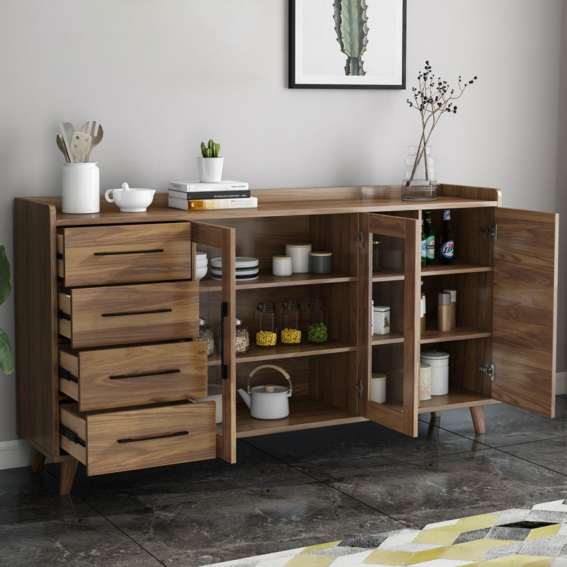 Modern Sideboard in Brown Engineered Wood Dining Sideboard with Doors for Living Room