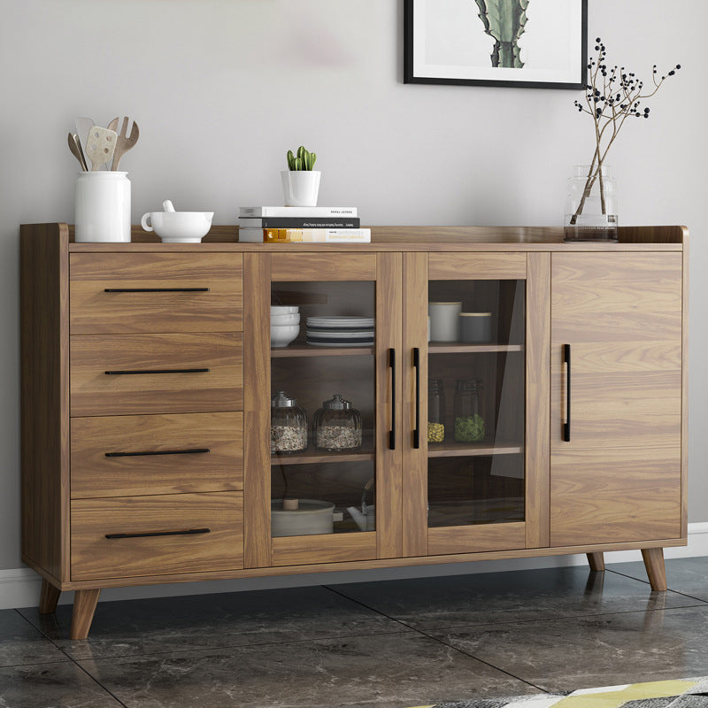 Modern Sideboard in Brown Engineered Wood Dining Sideboard with Doors for Living Room