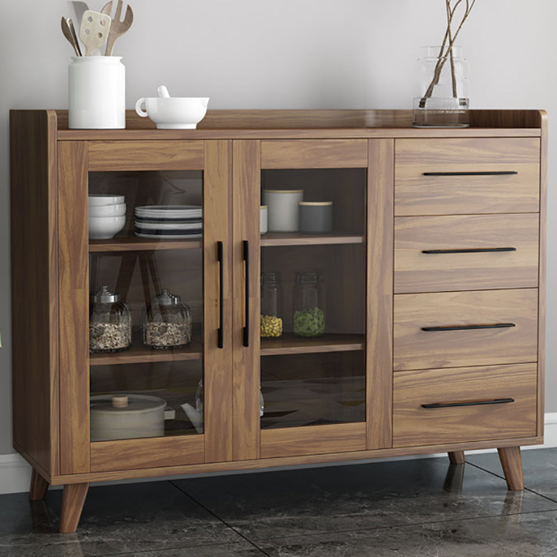 Modern Sideboard in Brown Engineered Wood Dining Sideboard with Doors for Living Room