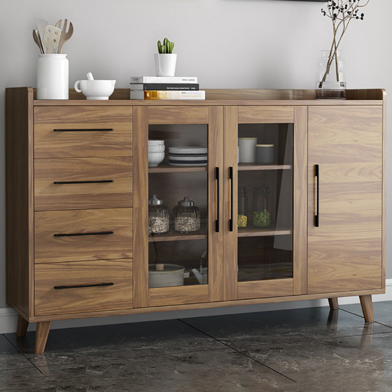 Modern Sideboard in Brown Engineered Wood Dining Sideboard with Doors for Living Room