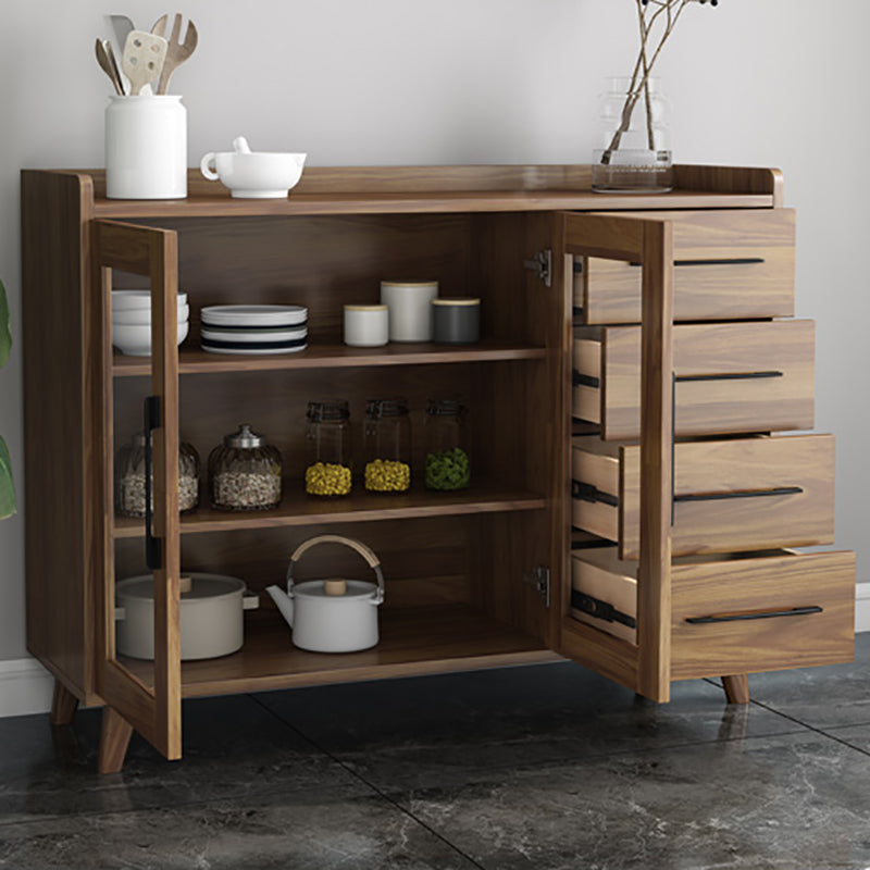 Modern Sideboard in Brown Engineered Wood Dining Sideboard with Doors for Living Room