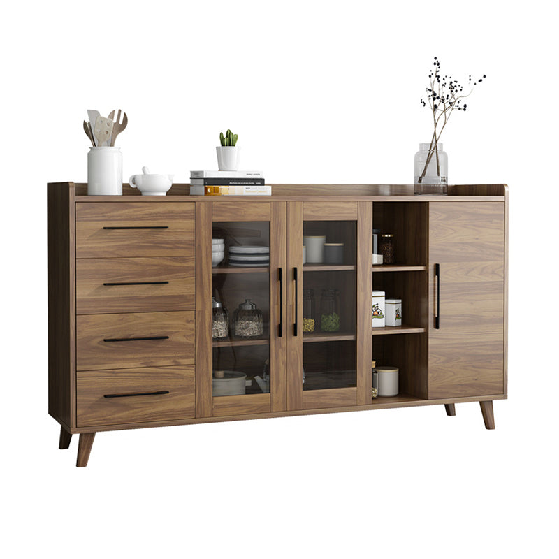 Modern Sideboard in Brown Engineered Wood Dining Sideboard with Doors for Living Room