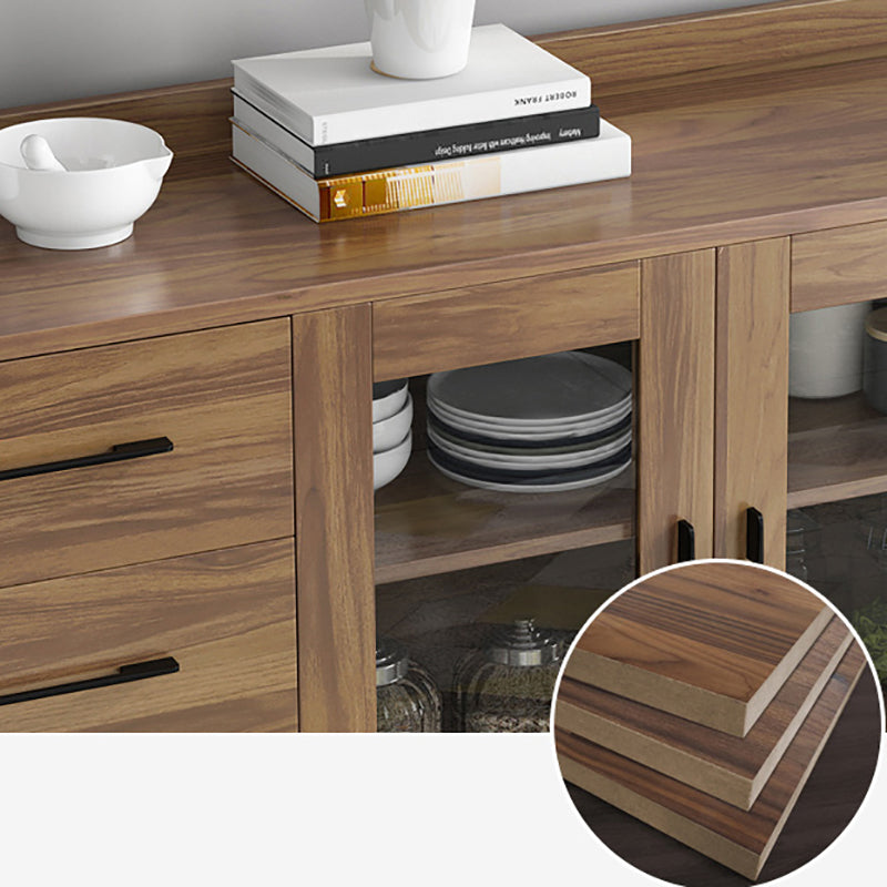 Modern Sideboard in Brown Engineered Wood Dining Sideboard with Doors for Living Room