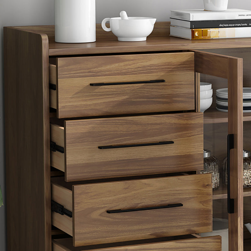 Modern Sideboard in Brown Engineered Wood Dining Sideboard with Doors for Living Room