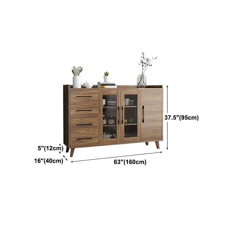 Modern Sideboard in Brown Engineered Wood Dining Sideboard with Doors for Living Room