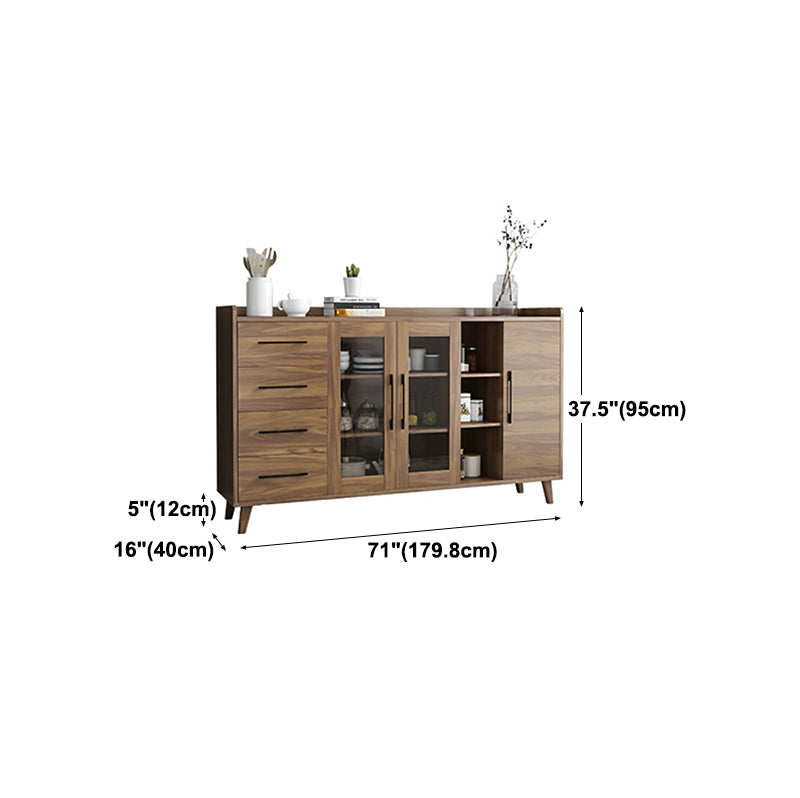 Modern Sideboard in Brown Engineered Wood Dining Sideboard with Doors for Living Room