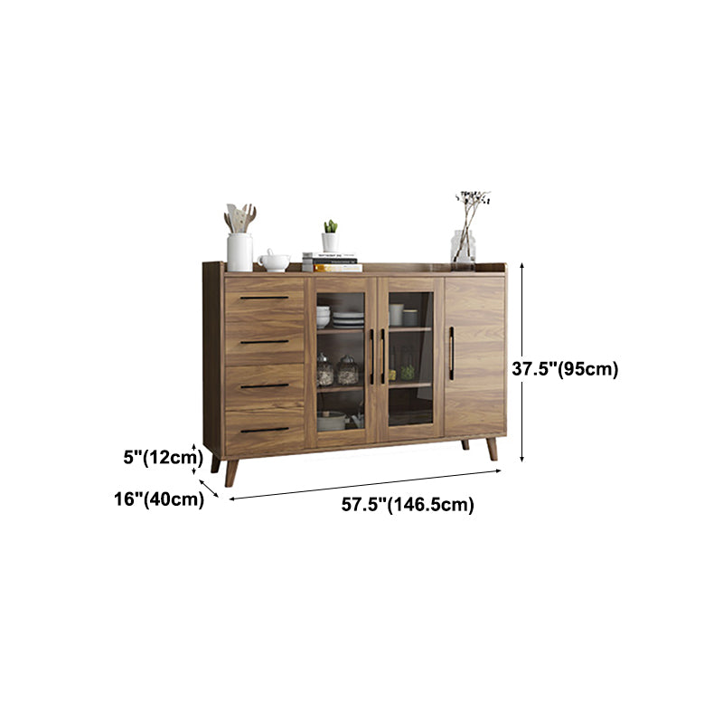 Modern Sideboard in Brown Engineered Wood Dining Sideboard with Doors for Living Room