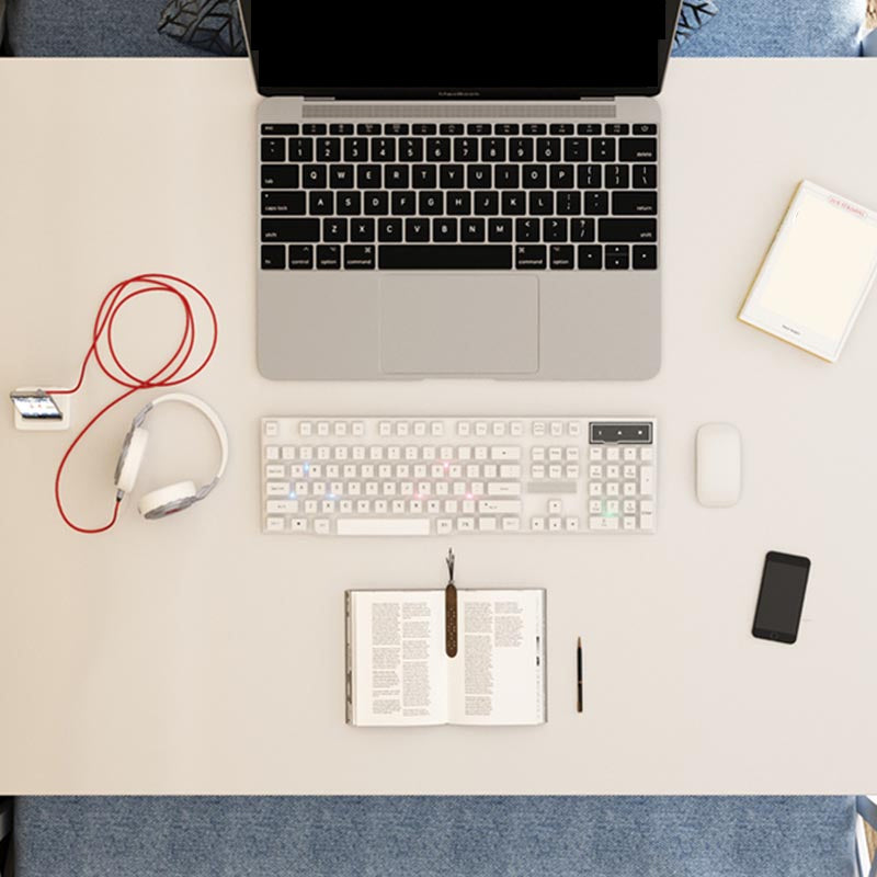 Modern Metal Office Desk White Rectangular Writing Desk for Home