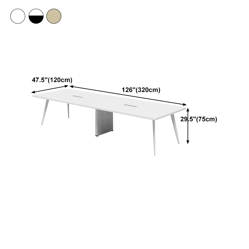 Contemporary Style Office Desk with Cable Management Rectangular Manufactured Wood Desk