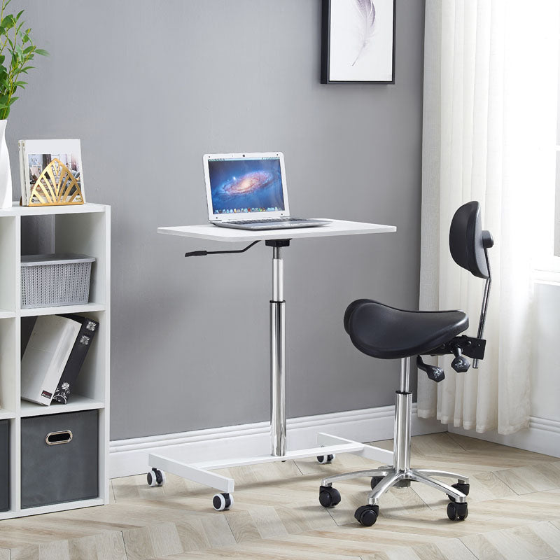 Contemporary Standing Desk Rectangular Office Desk with Caster Wheels