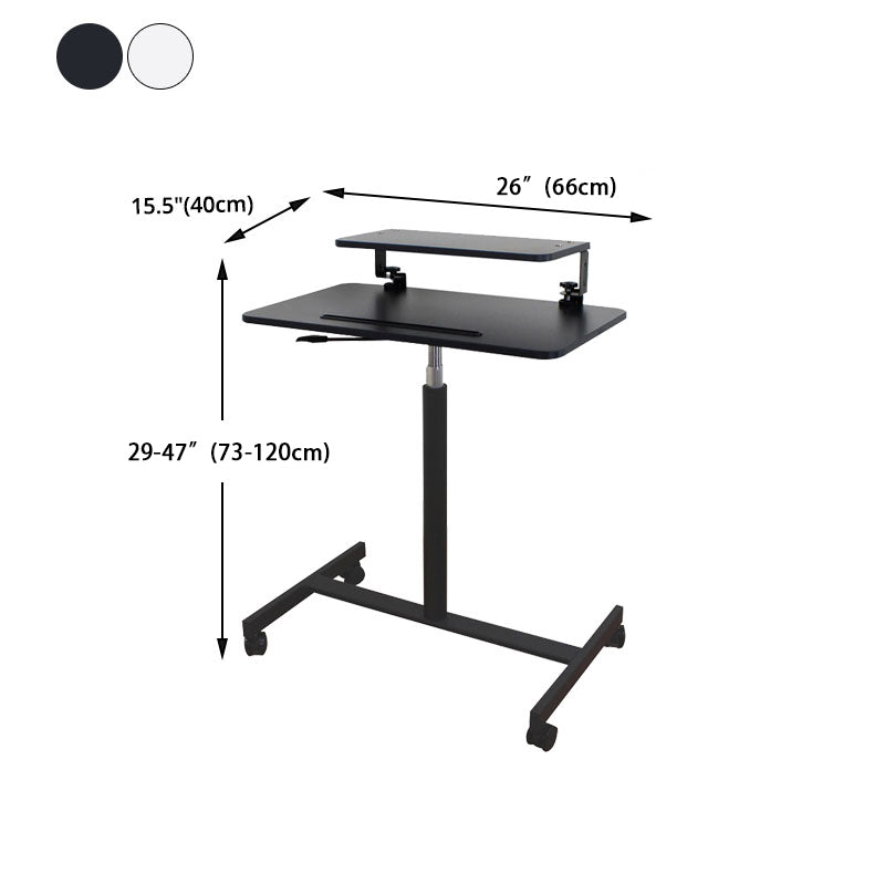 Contemporary Standing Desk Rectangular Office Desk with Caster Wheels