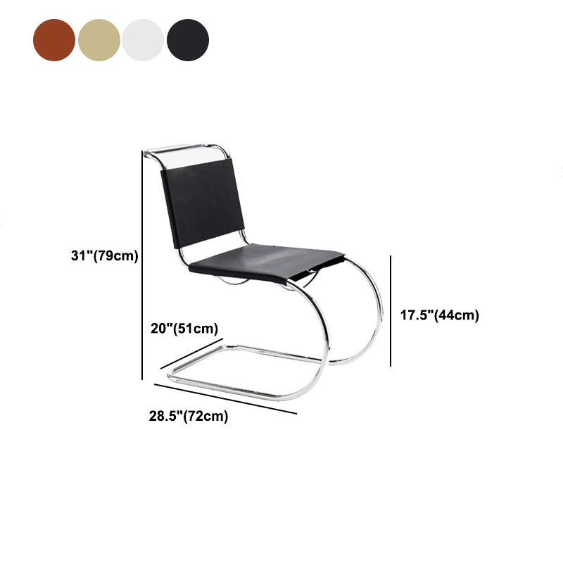 Armless Low Back Desk Chair Modern Faux Leather Home Office Chair