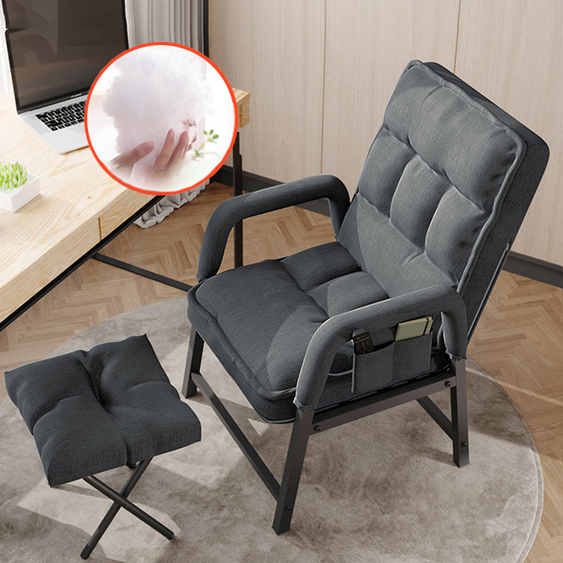 Modern Padded Arms Desk Chair Mid Back Home Office Chair No Wheels