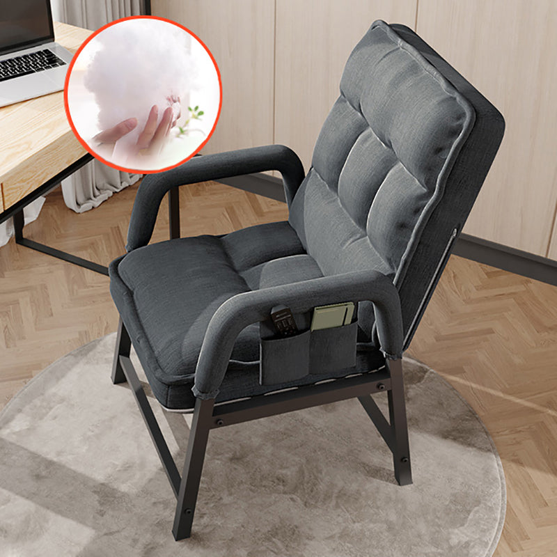 Modern Padded Arms Desk Chair Mid Back Home Office Chair No Wheels