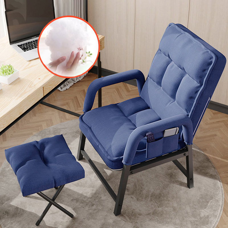 Modern Padded Arms Desk Chair Mid Back Home Office Chair No Wheels