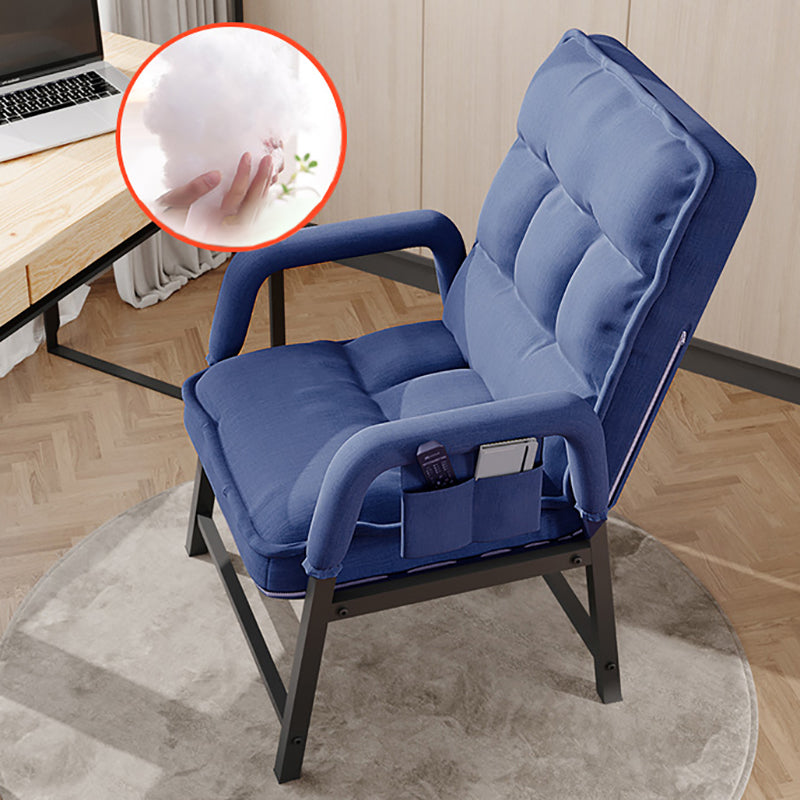 Modern Padded Arms Desk Chair Mid Back Home Office Chair No Wheels