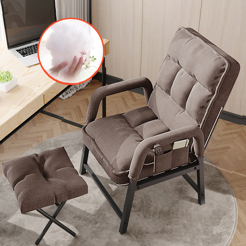 Modern Padded Arms Desk Chair Mid Back Home Office Chair No Wheels