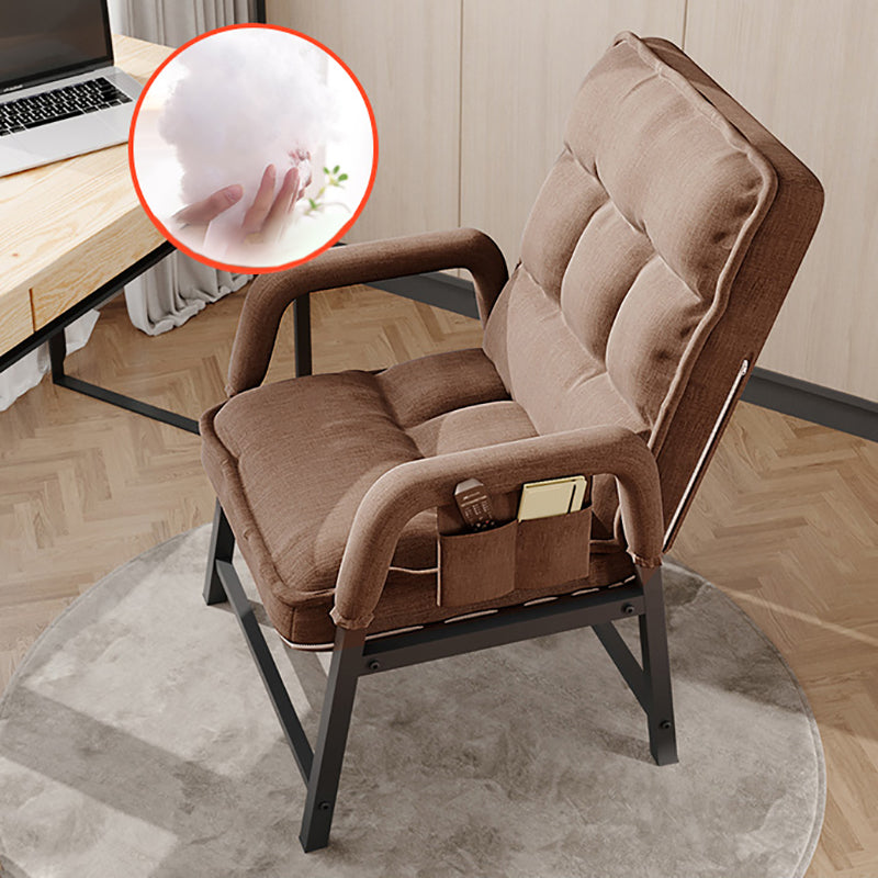 Modern Padded Arms Desk Chair Mid Back Home Office Chair No Wheels