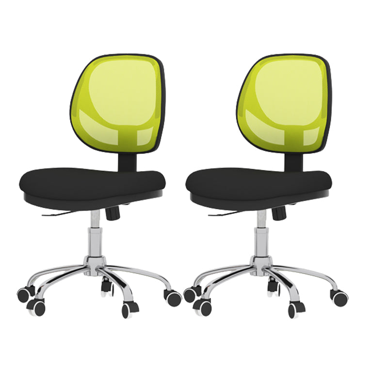 Adjustable Seat Height Office Chair Armless Chair with Caster Wheels