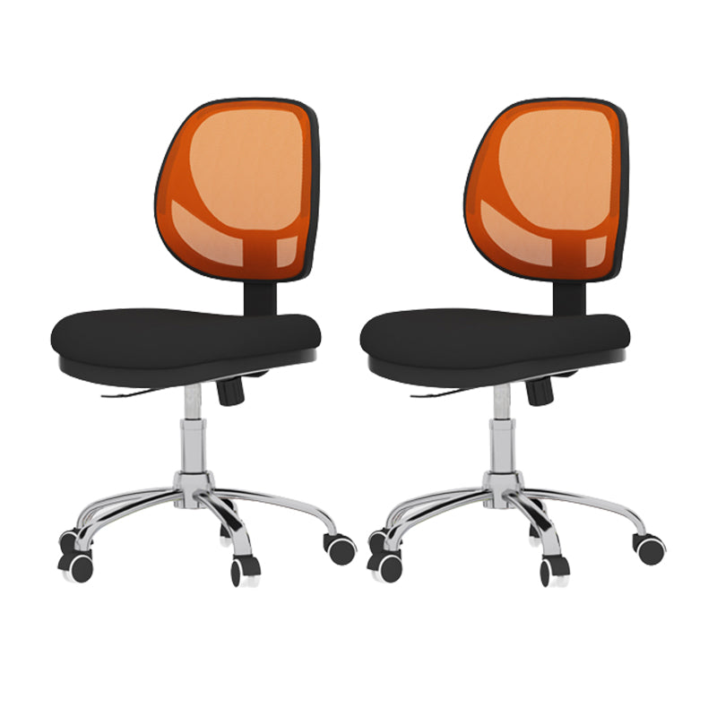 Adjustable Seat Height Office Chair Armless Chair with Caster Wheels