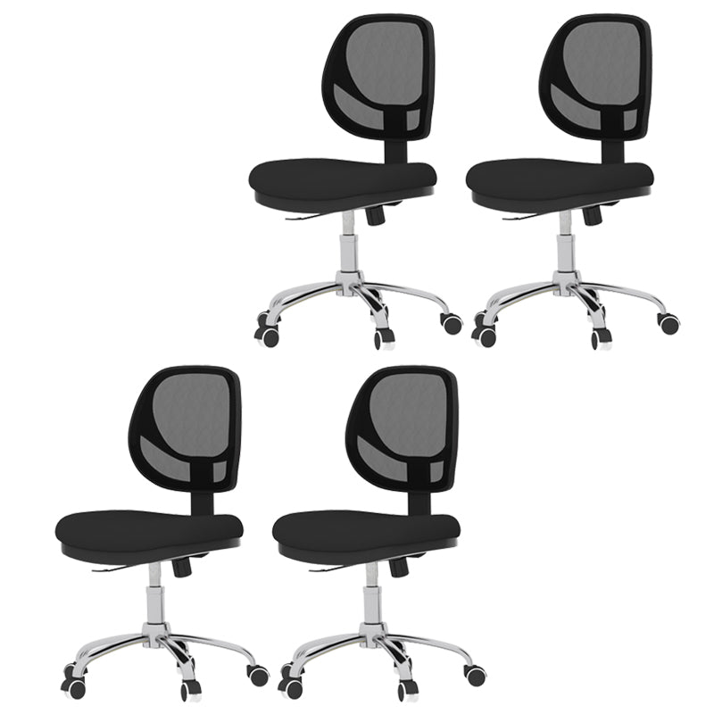 Adjustable Seat Height Office Chair Armless Chair with Caster Wheels