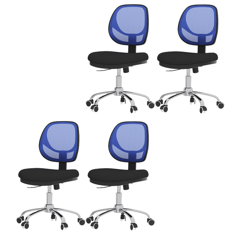 Adjustable Seat Height Office Chair Armless Chair with Caster Wheels