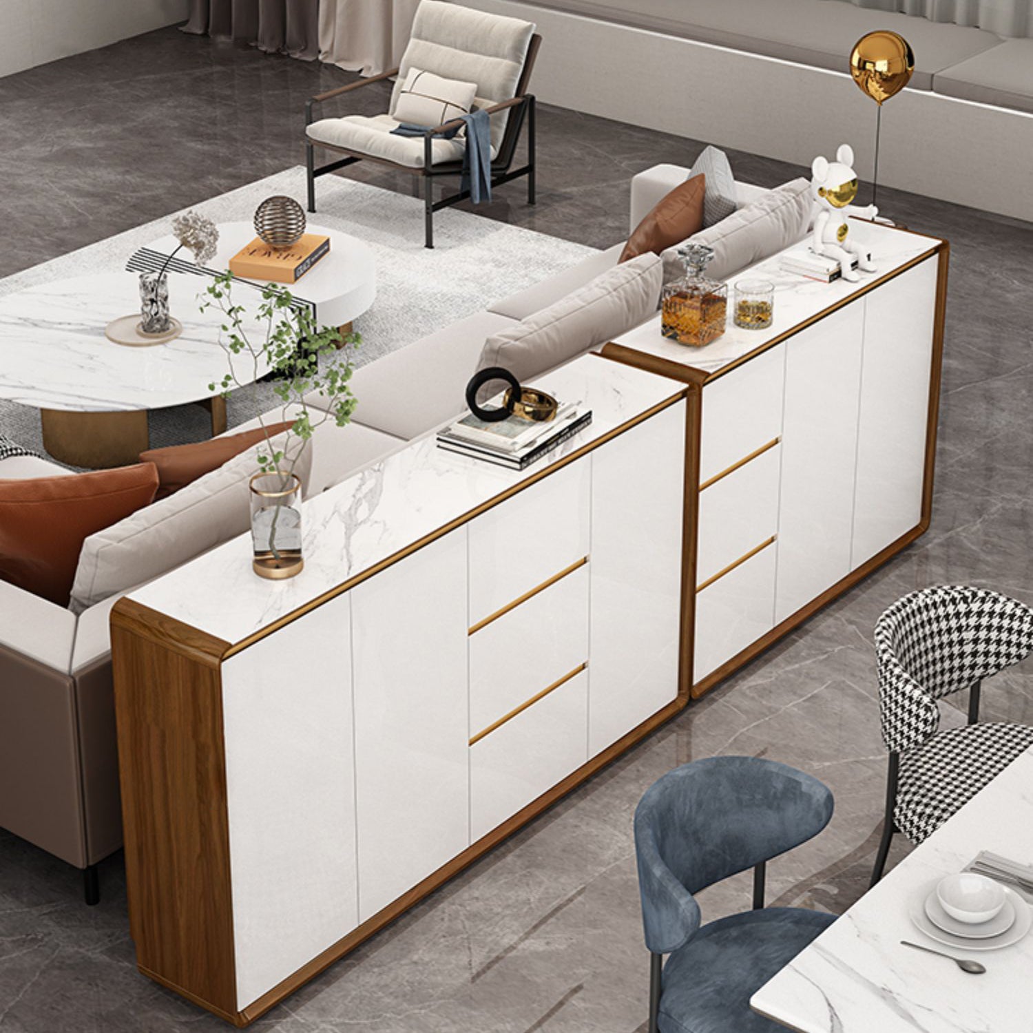 Modern Style Server Sintered Stone Top Sideboard with Door and Drawer for Dining Room