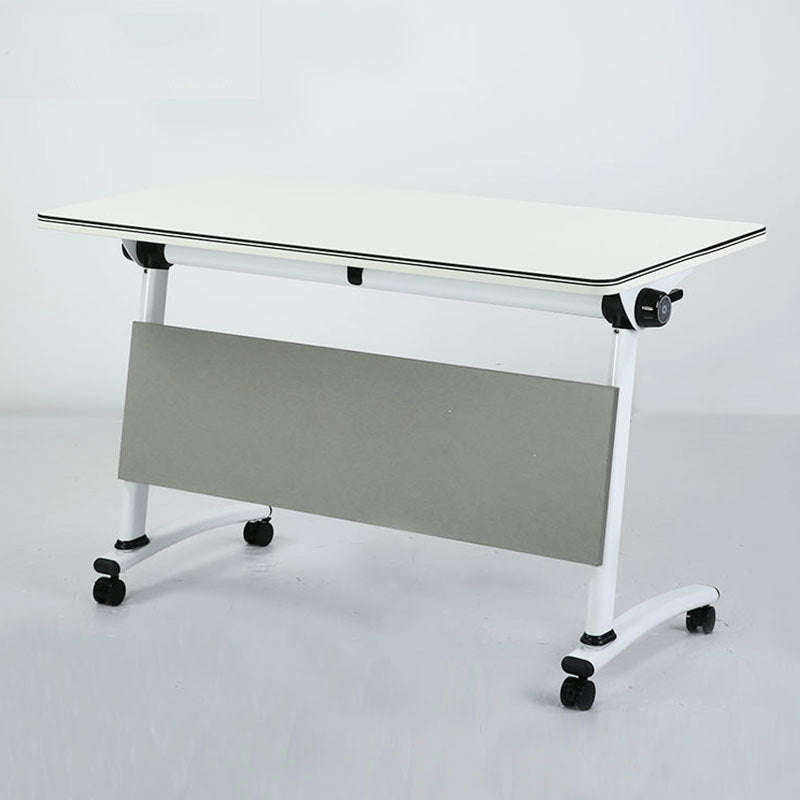 Wooden Contemporary Office Desk Rectangular Writing Desk with Caster Wheels