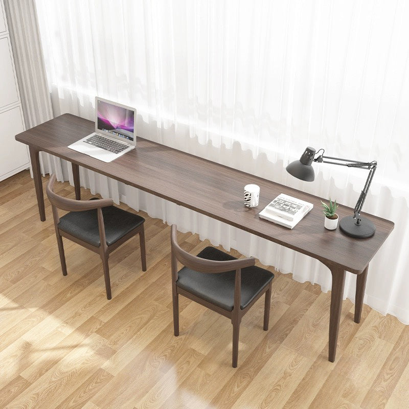 Modern Rectangular Writing Desk Solid Wood Brown Office Desk for Home