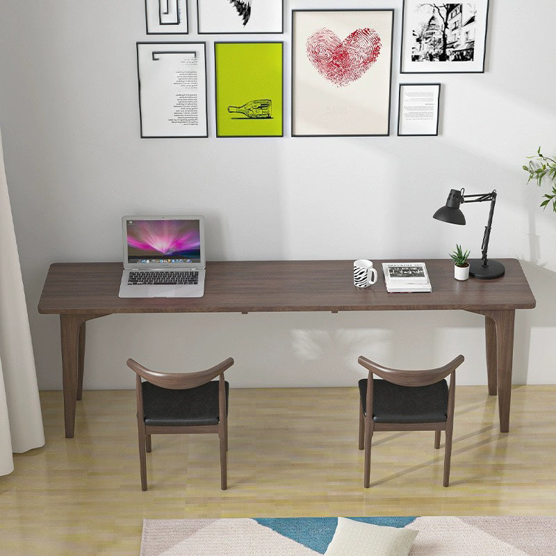 Modern Rectangular Writing Desk Solid Wood Brown Office Desk for Home