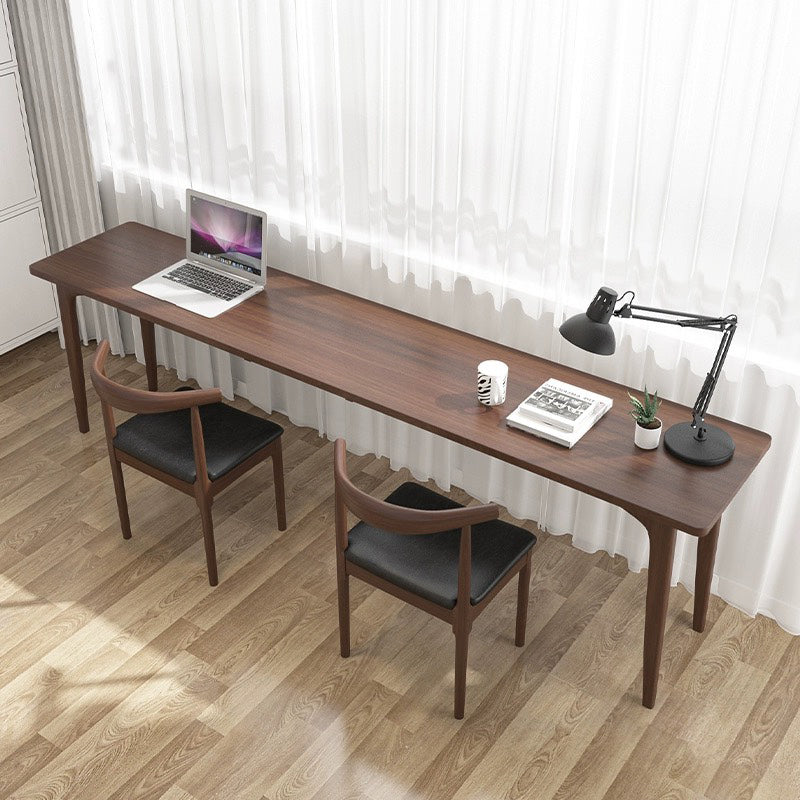 Modern Rectangular Writing Desk Solid Wood Brown Office Desk for Home