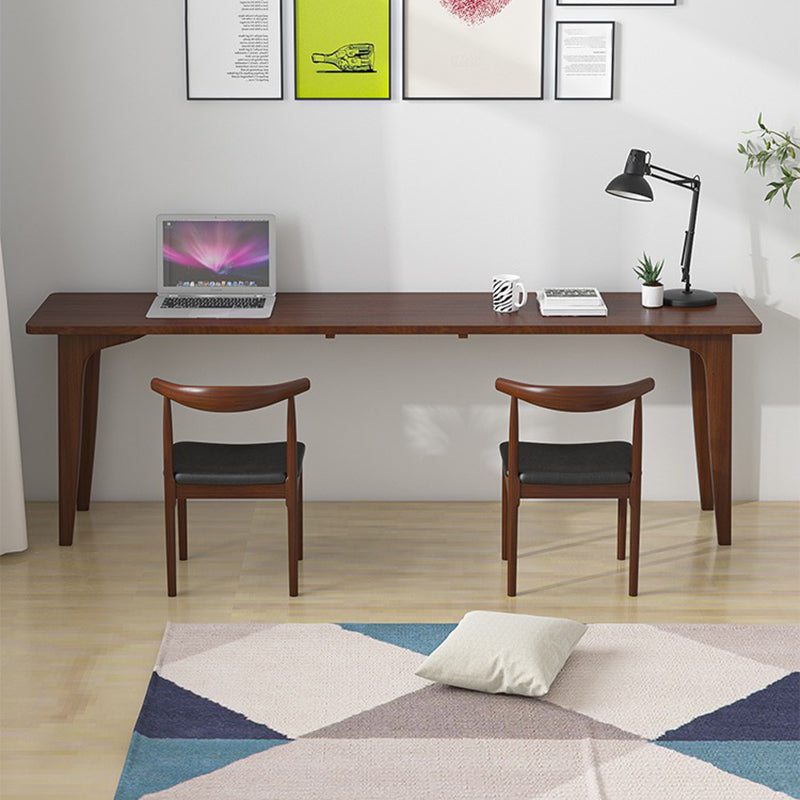 Modern Rectangular Writing Desk Solid Wood Brown Office Desk for Home