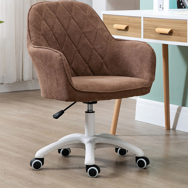 Contemporary Upholstered Office Chair with Arms Mid Back Chair for Office