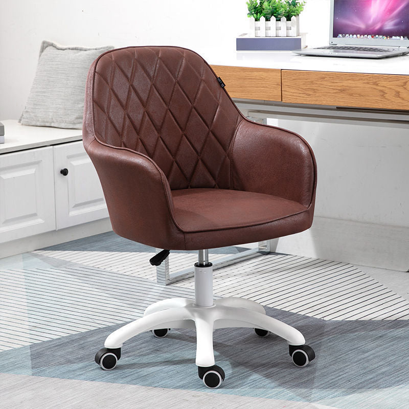 Contemporary Upholstered Office Chair with Arms Mid Back Chair for Office