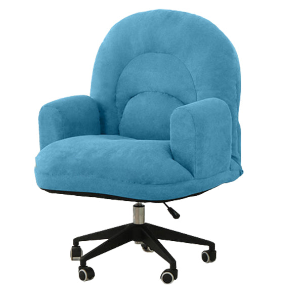 Mid Back Upholstered Office Chair Height-adjustable Padded Arms Chair with Wheels