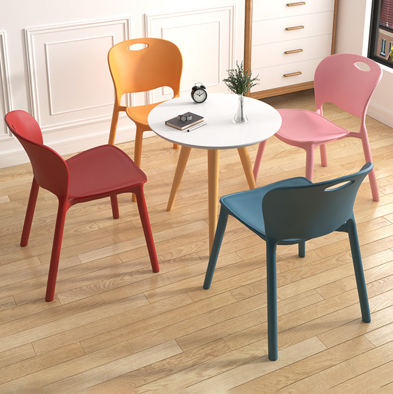 Glam Style Dining Side Chair Plastic Open Back Dining Room Chair