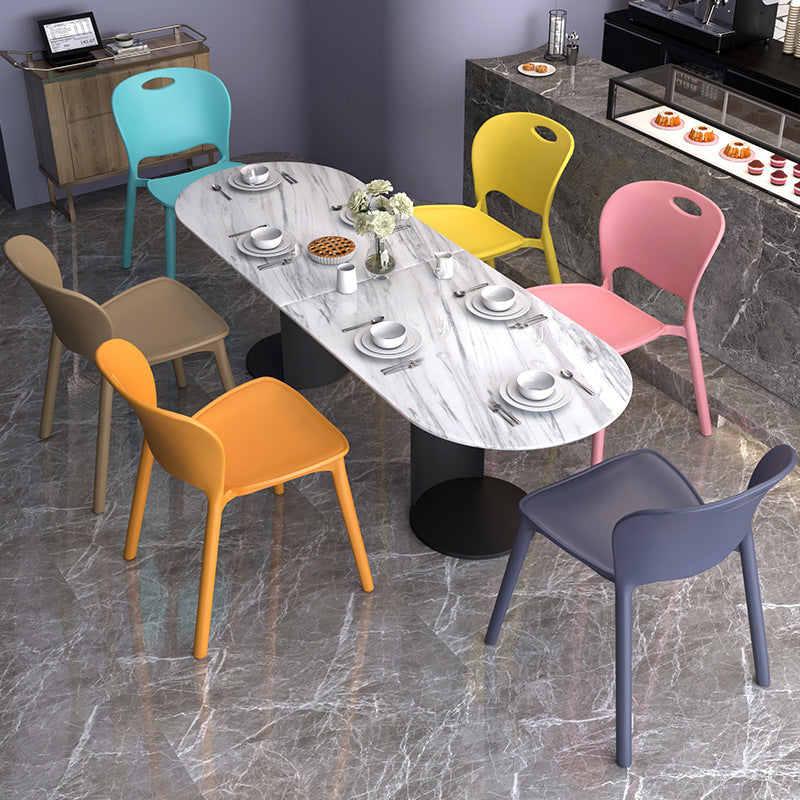 Glam Style Dining Side Chair Plastic Open Back Dining Room Chair