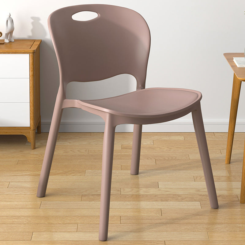 Glam Style Dining Side Chair Plastic Open Back Dining Room Chair