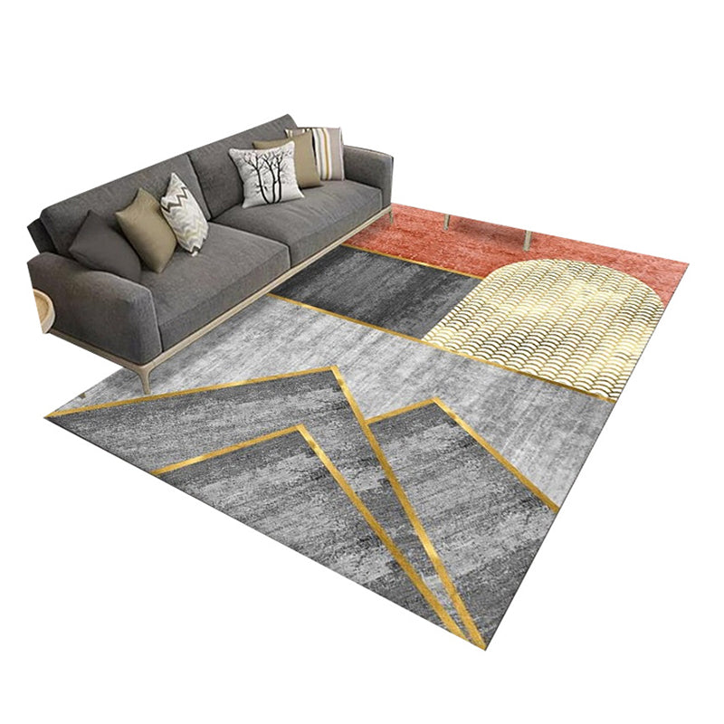 Orange Contrast Color Rug Polyester Nordic Rug Stain Resistant Rug for Drawing Room