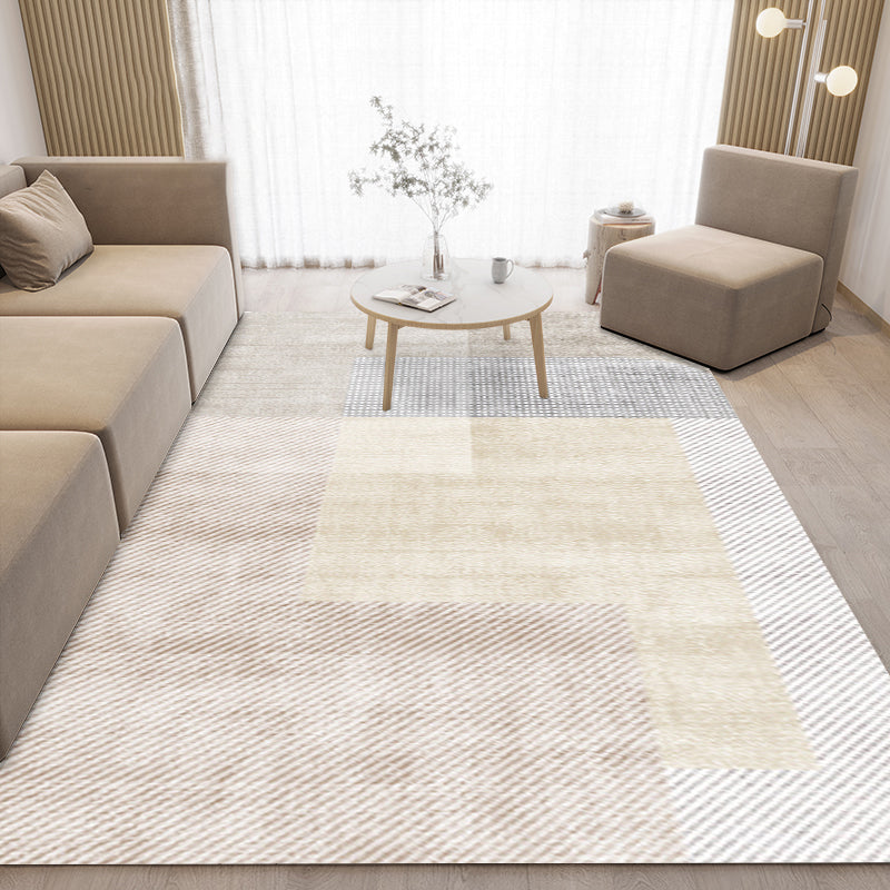 Apricot Casual Rug Polyester Print Rug Stain Resistant Rug for Drawing Room