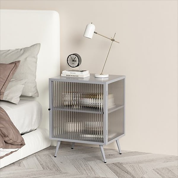 21'' Tall 1-shelf Accent Table Nightstand Modern Metal Nightstand in White/Black