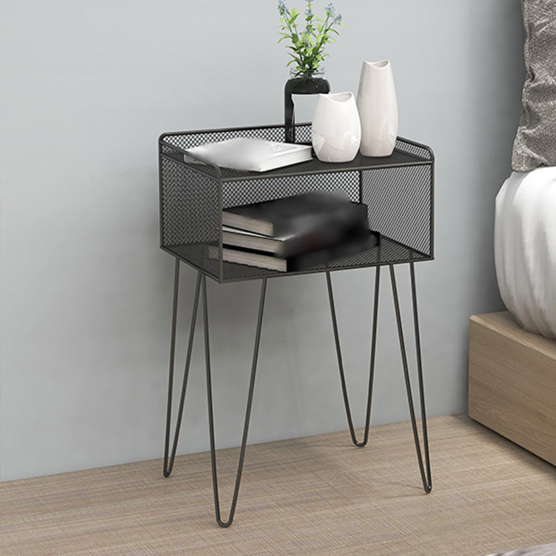 Metal Modern Nightstand Open Storage Shelves Included Bed Nightstand with Legs