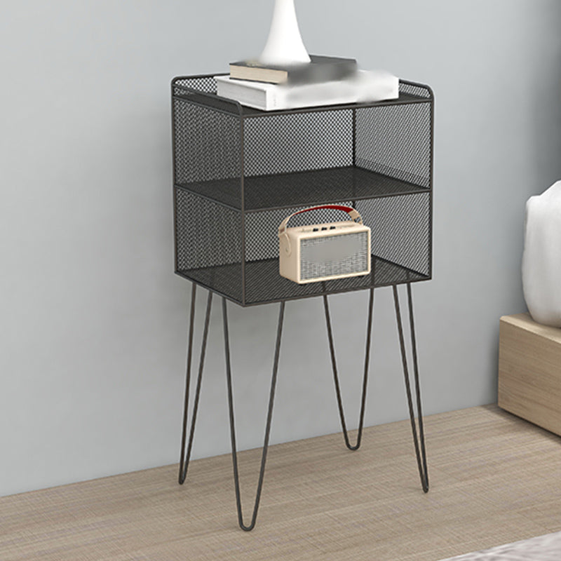 Metal Modern Nightstand Open Storage Shelves Included Bed Nightstand with Legs