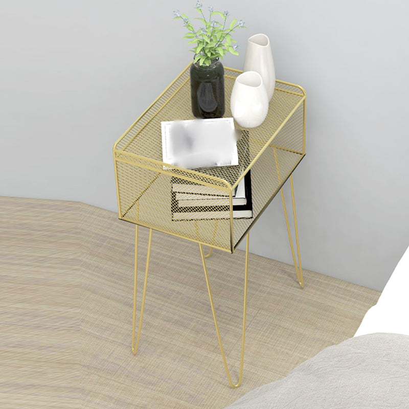 Metal Modern Nightstand Open Storage Shelves Included Bed Nightstand with Legs