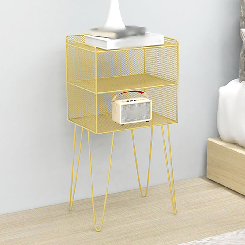 Metal Modern Nightstand Open Storage Shelves Included Bed Nightstand with Legs