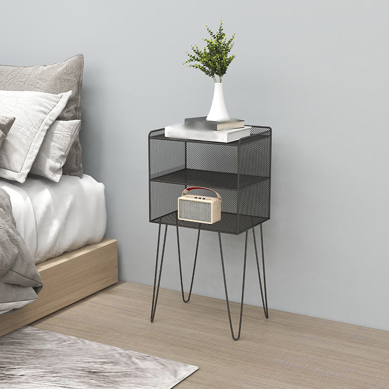 Metal Modern Nightstand Open Storage Shelves Included Bed Nightstand with Legs