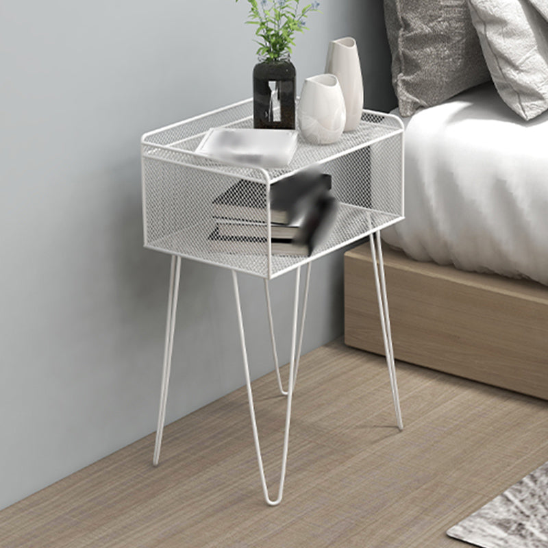 Metal Modern Nightstand Open Storage Shelves Included Bed Nightstand with Legs