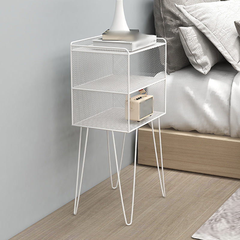 Metal Modern Nightstand Open Storage Shelves Included Bed Nightstand with Legs