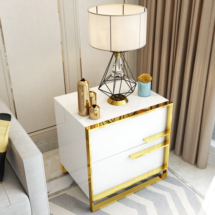 20'' Tall Accent Table Nightstand 2-Drawer Solid Wood Glam Nightstand with Legs